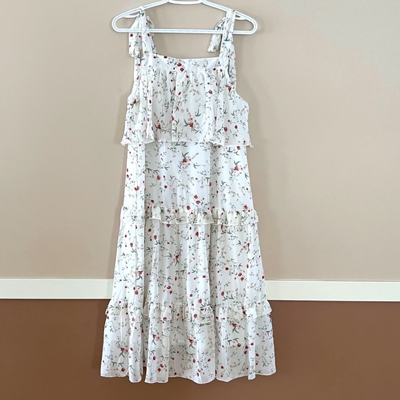 NWT White Summer Dress with Flowers Size Large to XL - Picture 3 of 9
